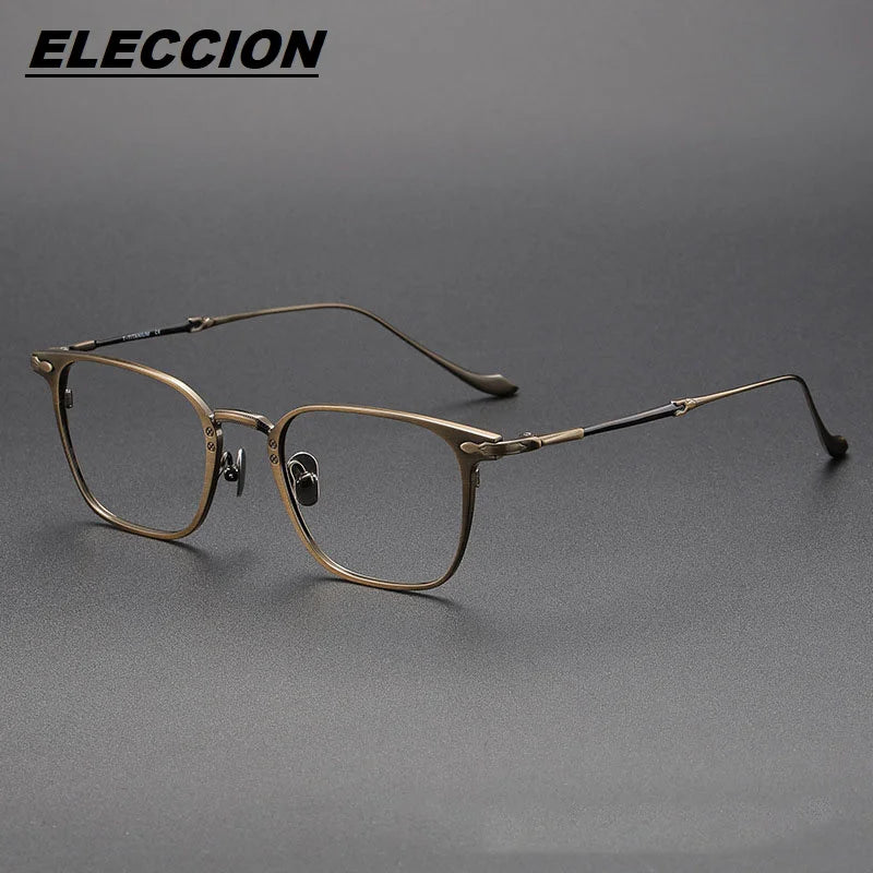 Eleccion Unisex Full Rim Square Titanium Eyeglasses 43135 Full Rim Eleccion Bronze CHINA