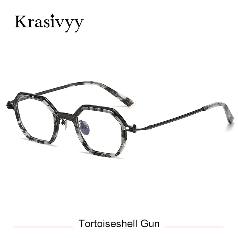 Krasivyy Unisex Full Rim Hexagon Titanium Acetate Eyeglasses 315871