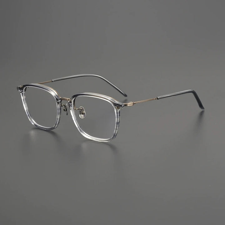 Gatenac Men's Full Rim Square Acetate Titanium Eyeglasses Gxyj1581