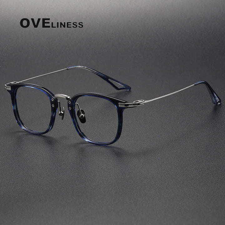 Oveliness Unisex Full Rim Square Acetate Titanium Eyeglasses 80870