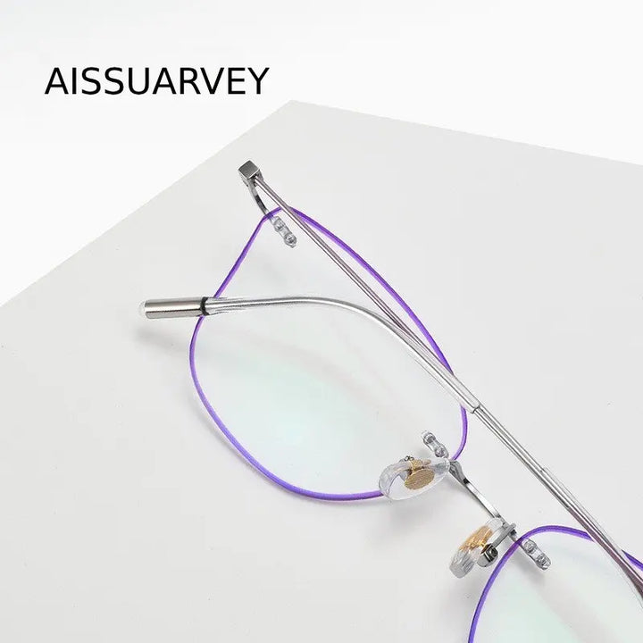 Aissuarvey Women's Rimless Cat Eye Titanium Custom Lens Eyeglasses 002 Full Rim Aissuarvey Eyeglasses   