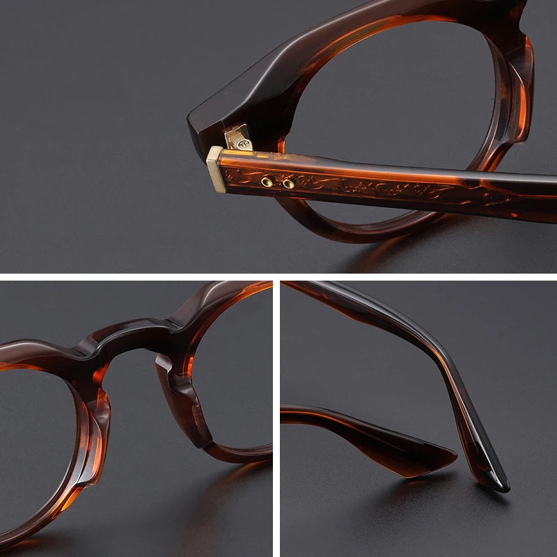Black Mask Unisex Full Rim Round Acetate Eyeglasses BM-B55008