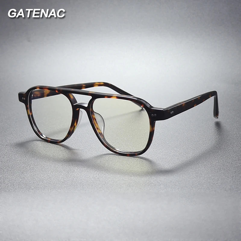 Gatenac Unisex Full Rim Square Double Bridge Acetate Eyeglasses Yj1489 Full Rim Gatenac   