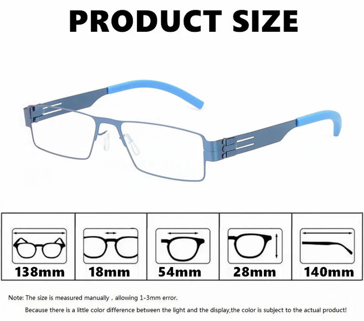 Aimee Women's Full Rim Square Screwless Steel Eyeglasses 91134