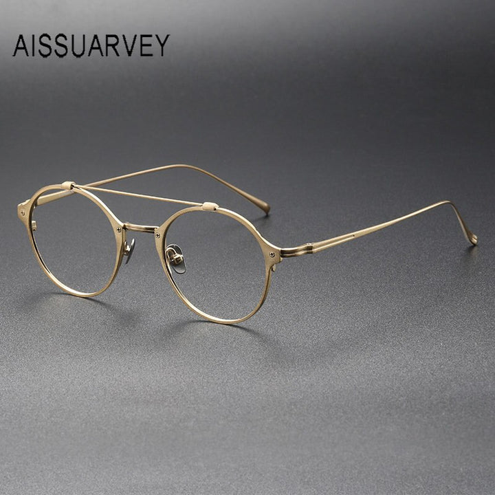 Aissuarvey Unisex Full Rim Small Round Double Bridge Titanium Eyeglasses 4822145d Full Rim Aissuarvey Eyeglasses   