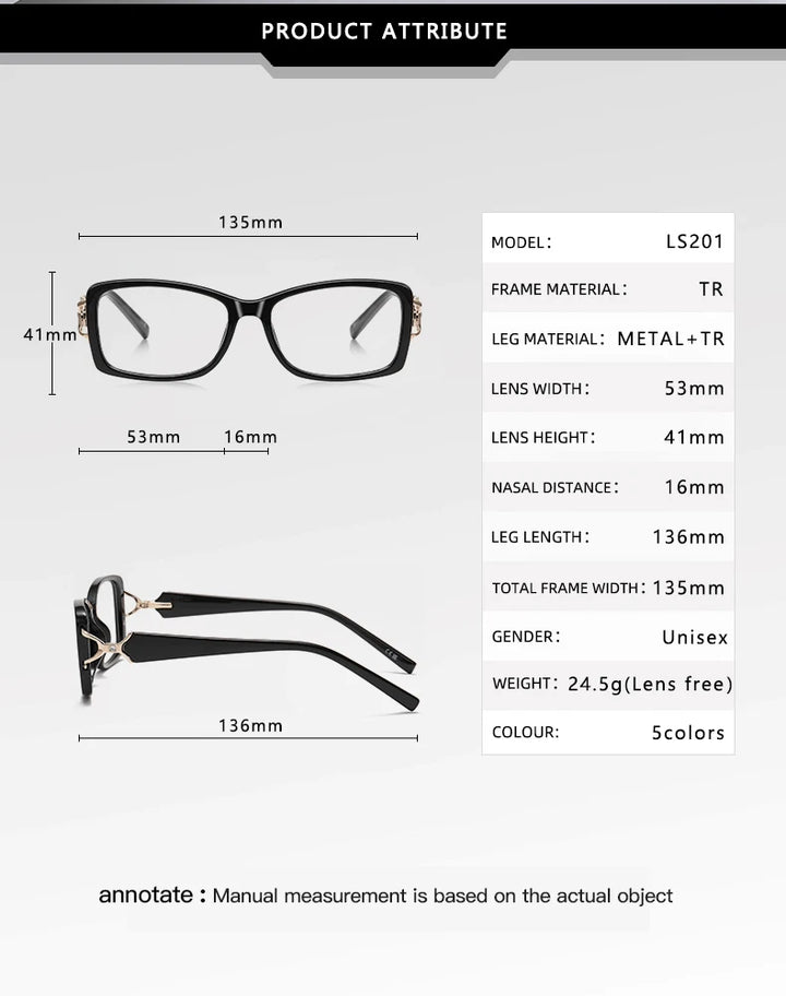 Vicky Women's Full Rim Square Tr 90 Alloy Reading Glasses 77201