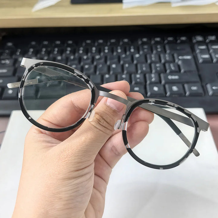 Bobbie Unisex Full Rim Round Acetate Eyeglasses 9704