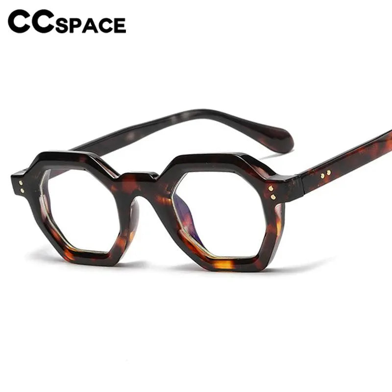 CCspace Unisex Full Rim Polygon Plastic Eyeglasses 56891 Full Rim CCspace   
