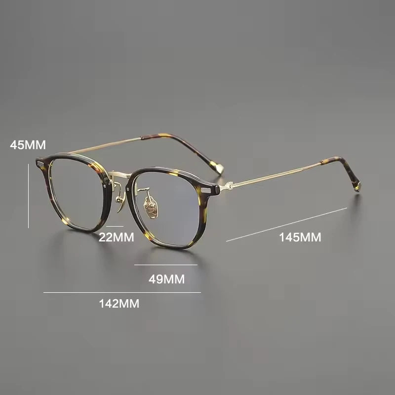 Gatenac Unisex Full Rim Oval Square Acetate Titanium Eyeglasses G8002