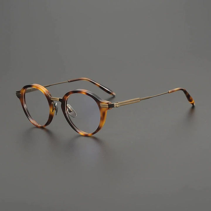 Gatenac Unisex Full Rim Oval Round Acetate Titanium Eyeglasses G9828