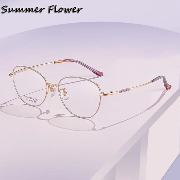 Summer Flower Unisex Full Rim Oval Square Titanium Eyeglasses 616289