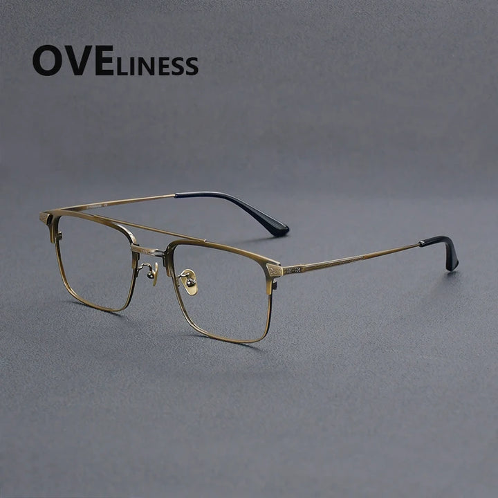 Oveliness Men's Full Rim Square Double Bridge Titanium Eyeglasses 981085