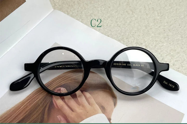 Yujo Unisex Full Rim Round Acetate Eyeglasses 4225e Full Rim Yujo C2 CHINA 