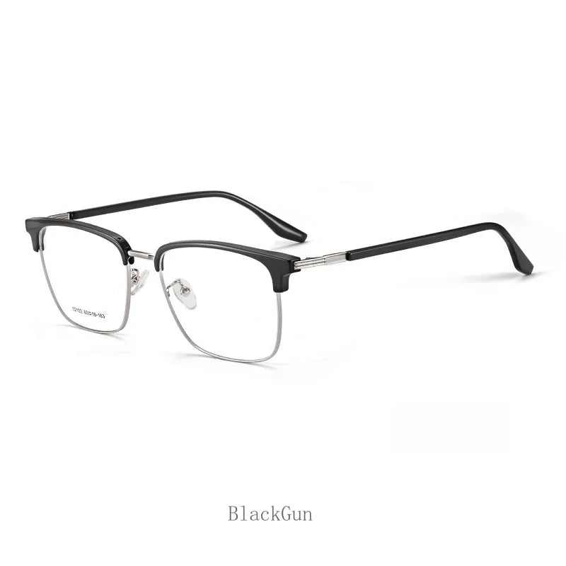 KatKani Men's Semi Rim Square Alloy Tr 90 Eyeglasses 52102 Full Rim KatKani Eyeglasses BlackGun  