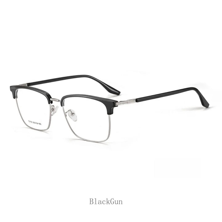 KatKani Men's Semi Rim Square Alloy Tr 90 Eyeglasses 52102 Full Rim KatKani Eyeglasses BlackGun  