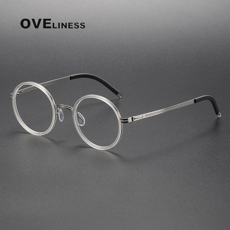 Oveliness Women's Full Rim Round Screwless Titanium Eyeglasses 822321