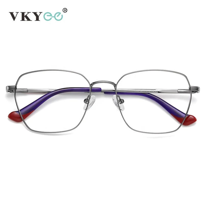 Vicky Unisex Full Rim Square Stainless Steel Acetate Reading Glasses 3022 Reading Glasses Vicky silver-purple 0 