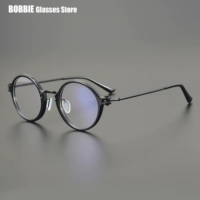 Bobbie Unisex Full Rim Square Round Acetate Titanium Eyeglasses 695866