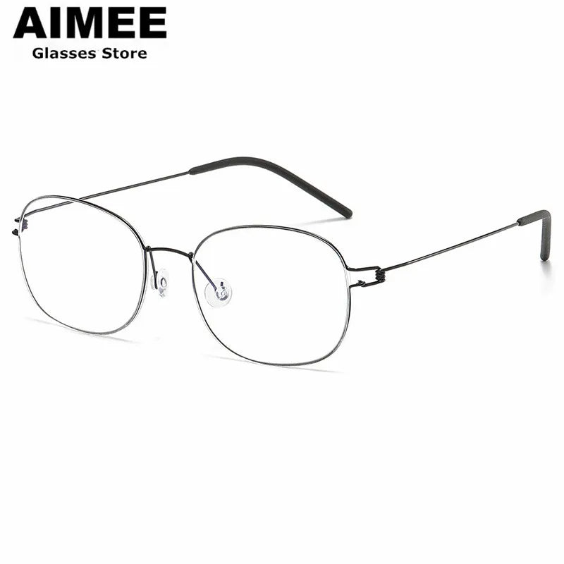 Aimee Unisex Full Rim Oval Square Screwless Titanium Eyeglasses 4919 Full Rim Aimee   