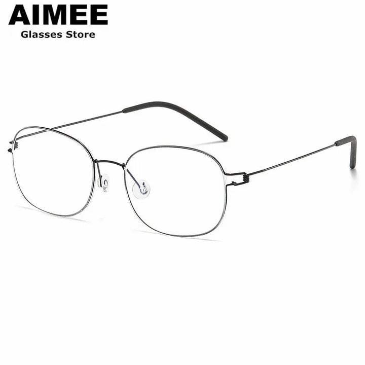 Aimee Unisex Full Rim Oval Square Screwless Titanium Eyeglasses 4919 Full Rim Aimee   