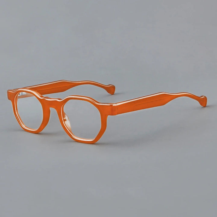 CCspace Unisex Full Rim Flat Top Round Acetate Reading Glasses R57621 Reading Glasses CCSpace 0 Orange 