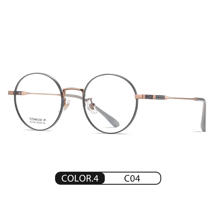 Reven Jate Women's Full Rim Round Titanium Eyeglasses 31102