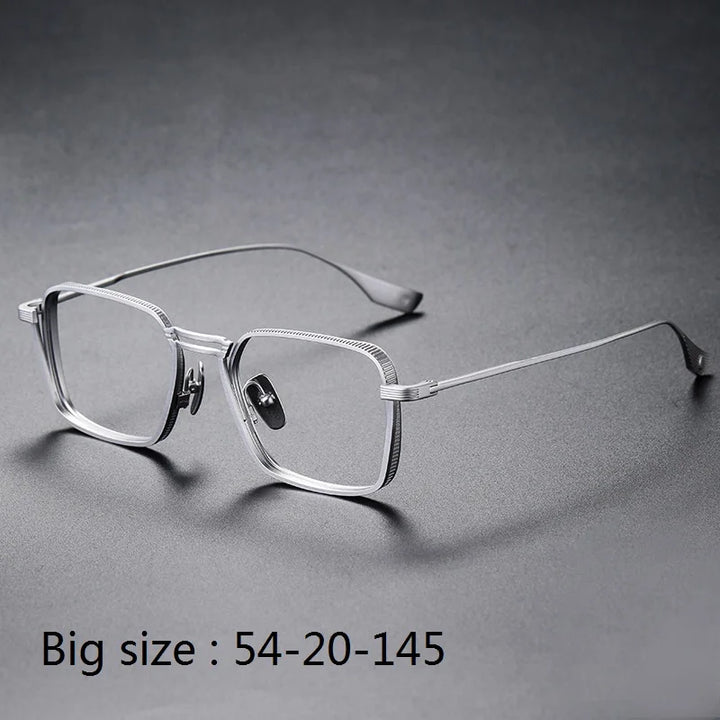 Aimee Unisex Full Rim Square Double Bridge Titanium Eyeglasses 4125 Full Rim Aimee Silver Large  