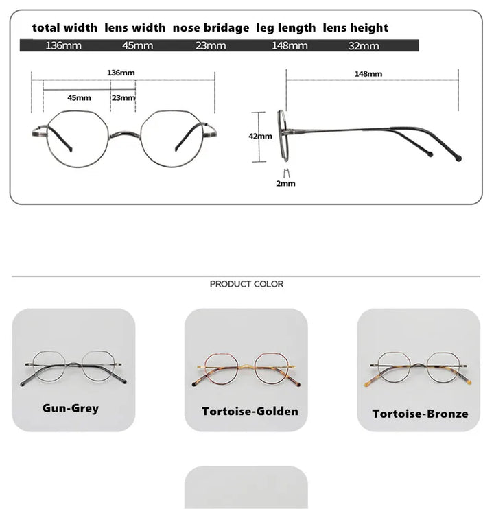 Aimee Unisex Full Rim Flat Top Round Titanium Eyeglasses 88042 Full Rim Aimee   