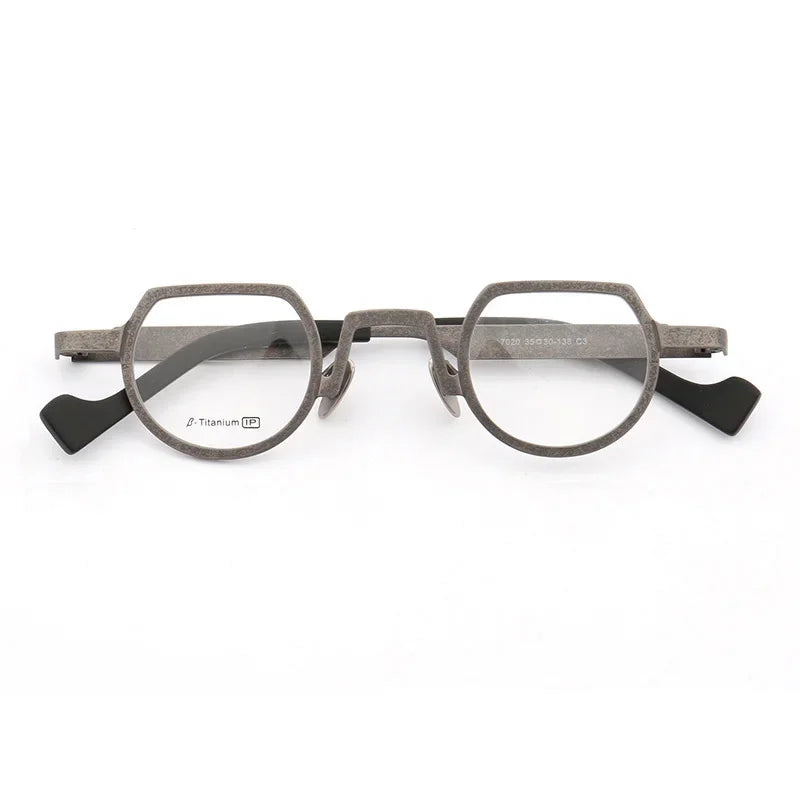 Aror Unisex Full Rim Flat Top Round Titanium Eyeglasses 57020
