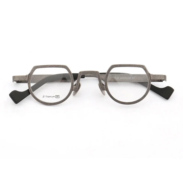 Aror Unisex Full Rim Flat Top Round Titanium Eyeglasses 57020