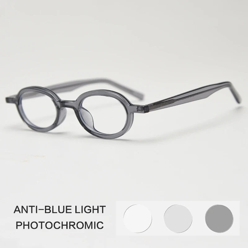 Gatenac Unisex Full Rim Round Acetate Photochromic Reading Glasses 69192