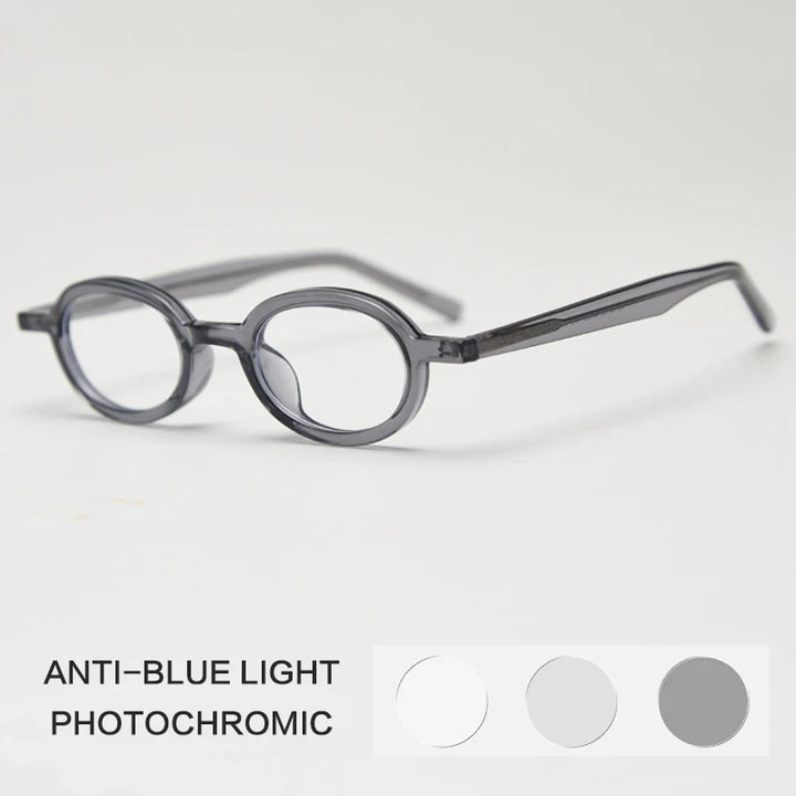 Gatenac Unisex Full Rim Round Acetate Photochromic Reading Glasses 69192