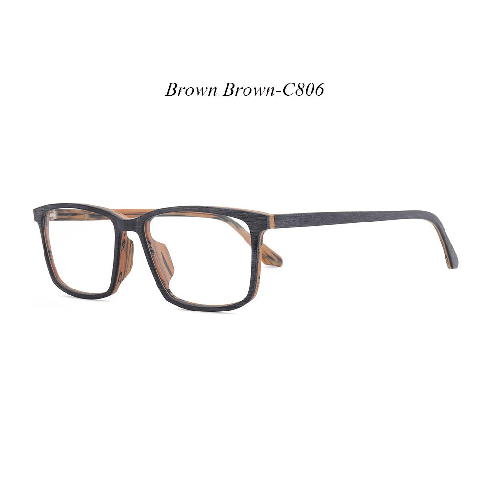 Hdcrafter Men's Full Rim Square Handcrafted Wood Eyeglasses 911695