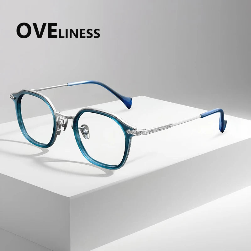 Oveliness Unisex Full Rim Oval Acetate Titanium Eyeglasses 926010