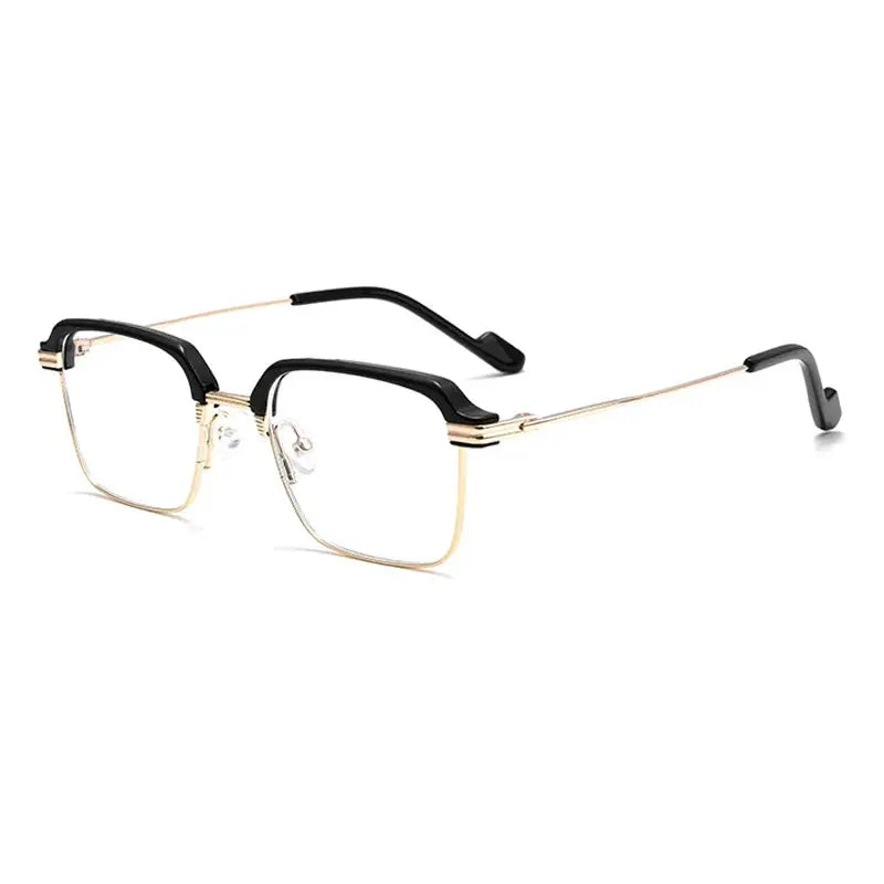 Gatenac Unisex Full Rim Polygon Square Acetate Titanium Eyeglasses 181094 FuzWeb
