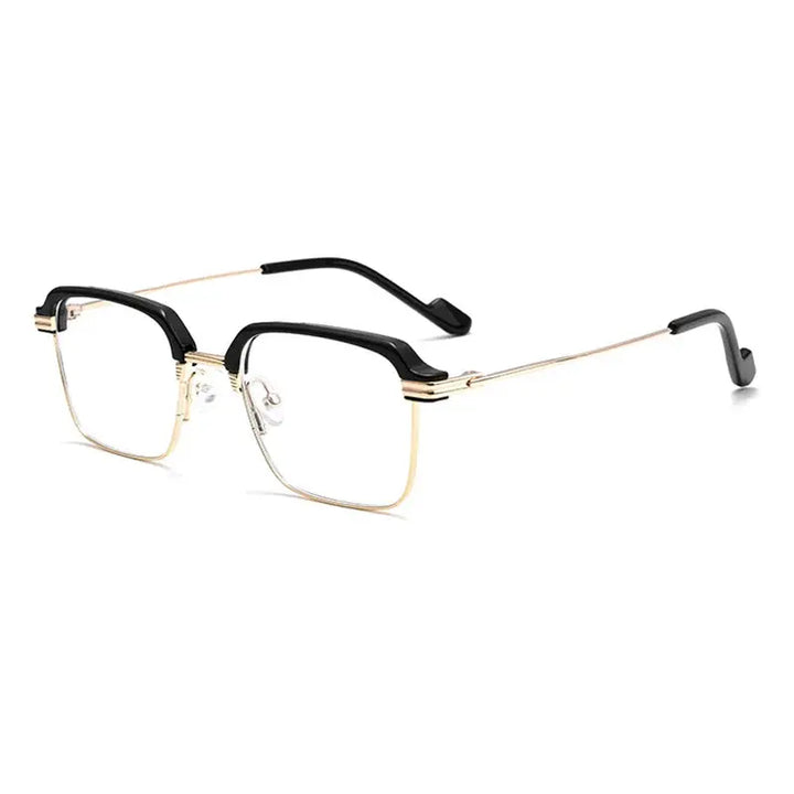 Gatenac Unisex Full Rim Polygon Square Acetate Titanium Eyeglasses 181094 FuzWeb