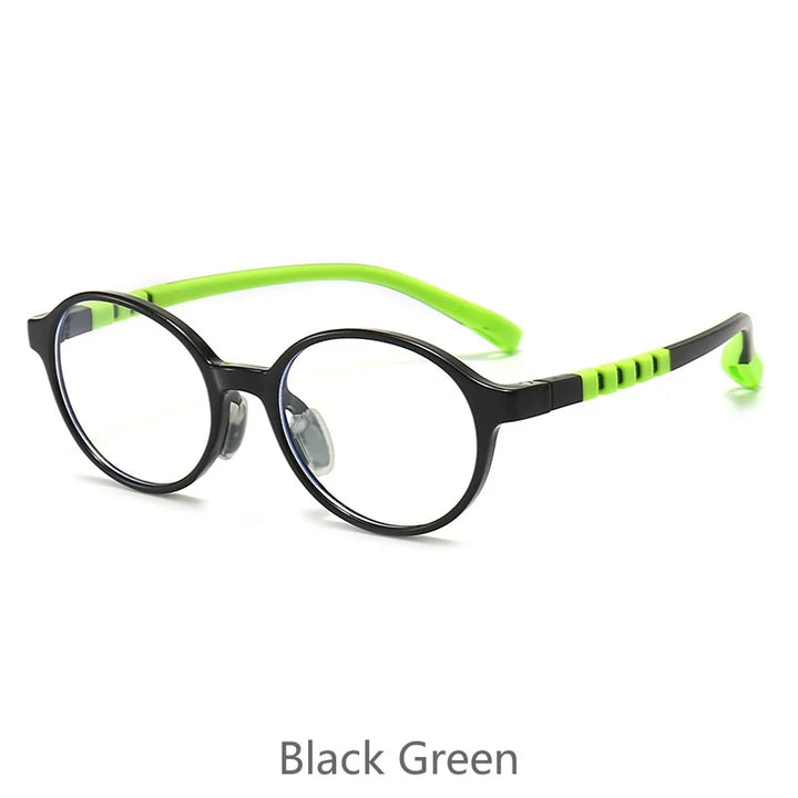 KatKani Unisex Children's Full Rim  Round Tr 90 Eyeglasses D108 Full Rim KatKani Eyeglasses Black Green  