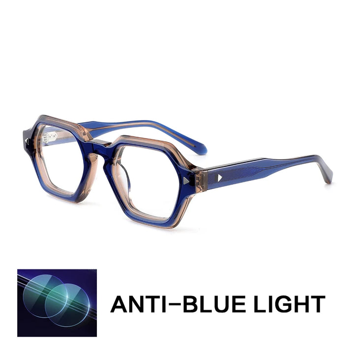 Gatenac Unisex Full Rim Polygon Square Acetate Reading Glasses G66307