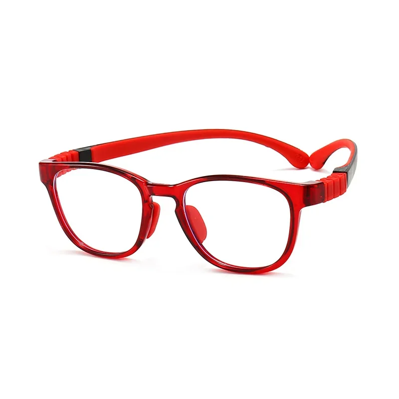 Handoer Unisex Children's Full Rim Square Acetate Silicone Eyeglasses 9102 Full Rim Handoer C2 Red  