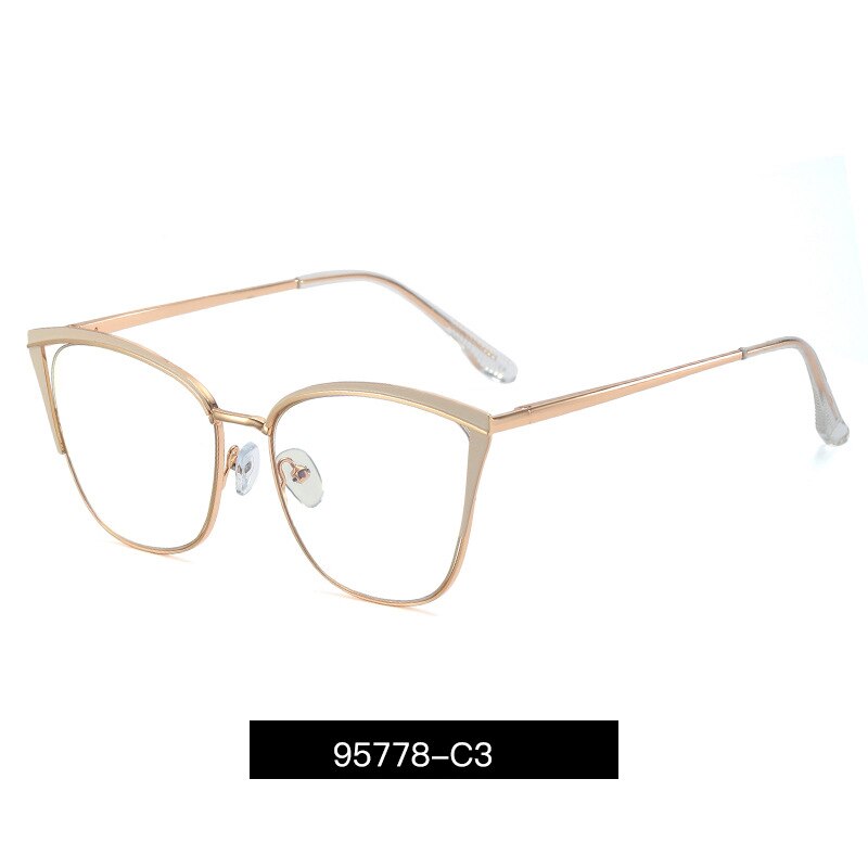 KatKani Women's Full Rim Square Cat Eye Alloy Eyeglasses  95778 Full Rim KatKani Eyeglasses beige C3  