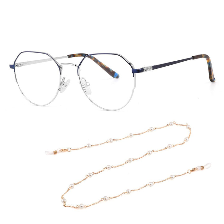 Laoyehui Women's Full Rim Oval Alloy Presbyopic Reading Glasses Glr8236 Reading Glasses Laoyehui 0(NO BLUE LIGHT) C2 blue With Chains 