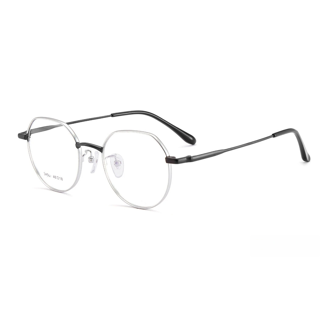 Yimaruili Unisex Full Rim Flat Top Polygon Alloy Eyeglasses Y34587 Full Rim Yimaruili Eyeglasses Black Silver  