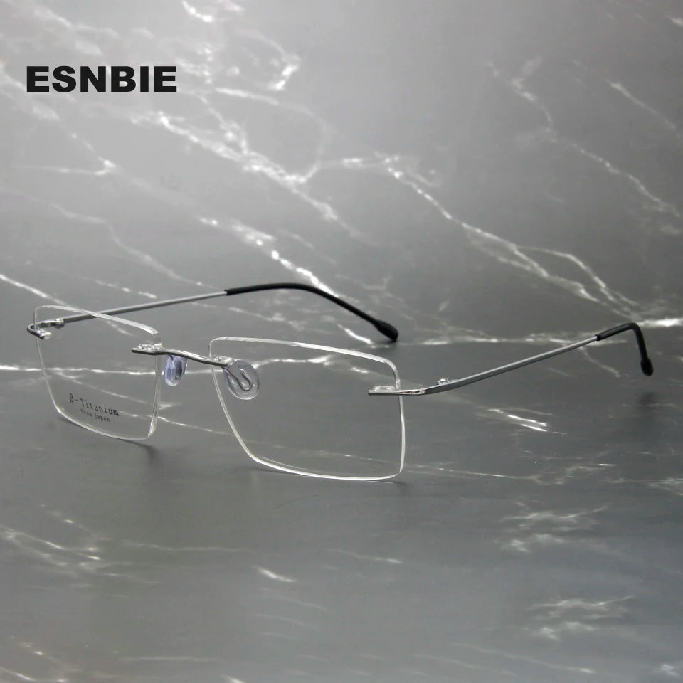 Esnbie Women's Rimless Small Square Titanium Eyeglasses 243207