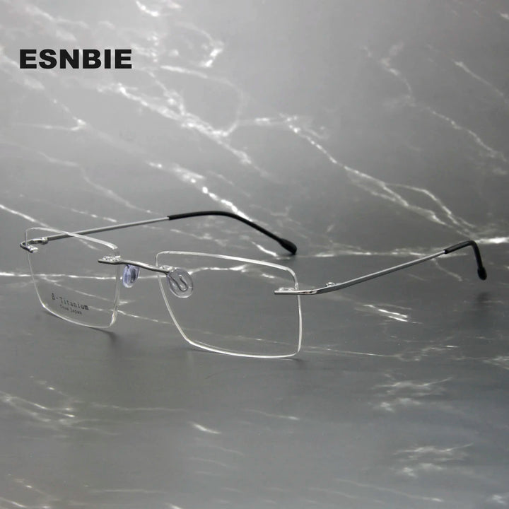 Esnbie Women's Rimless Small Square Titanium Eyeglasses 243207