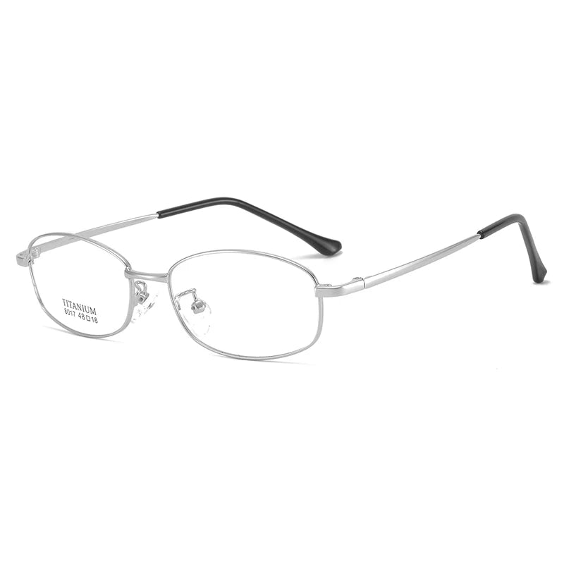 Bclear Women's Full Rim Oval Square Titanium Eyeglasses 48017 Full Rim Bclear Silver  