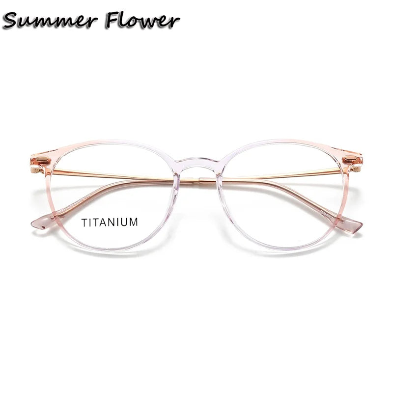 Summer Flower Women's Full Rim Square Tr 90 Titanium Eyeglasses 657017
