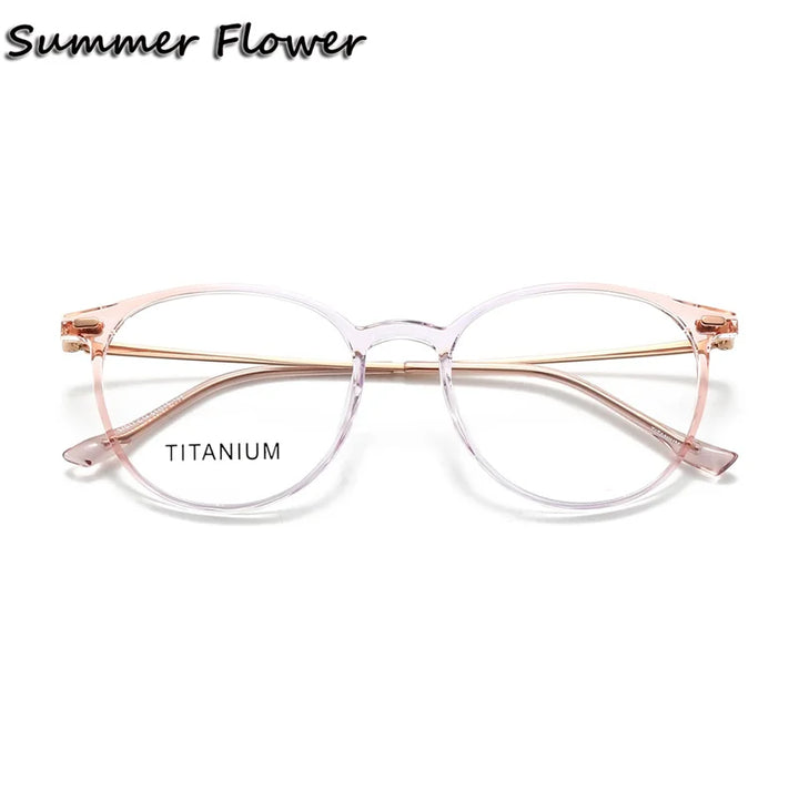 Summer Flower Women's Full Rim Square Tr 90 Titanium Eyeglasses 657017