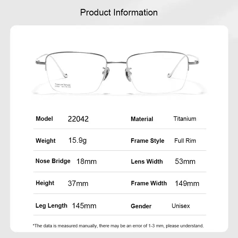 Gmei 220420 Men's Semi Rim Polygon Square Titanium Frames FuzWeb