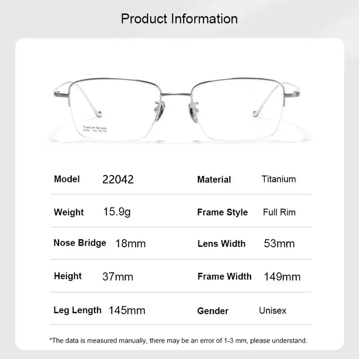 Gmei 220420 Mens Semi Rim Polygon Square Titanium Frames — view 2 | Gmei Optical at FuzWeb
