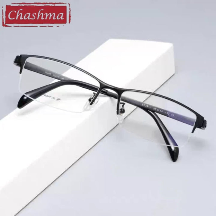Chashma Unisex Semi Rim Polygon Square Titanium Eyeglasses 778179